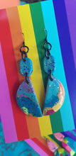 Load image into Gallery viewer, Turquoise swirl handmade polymer clay earrings
