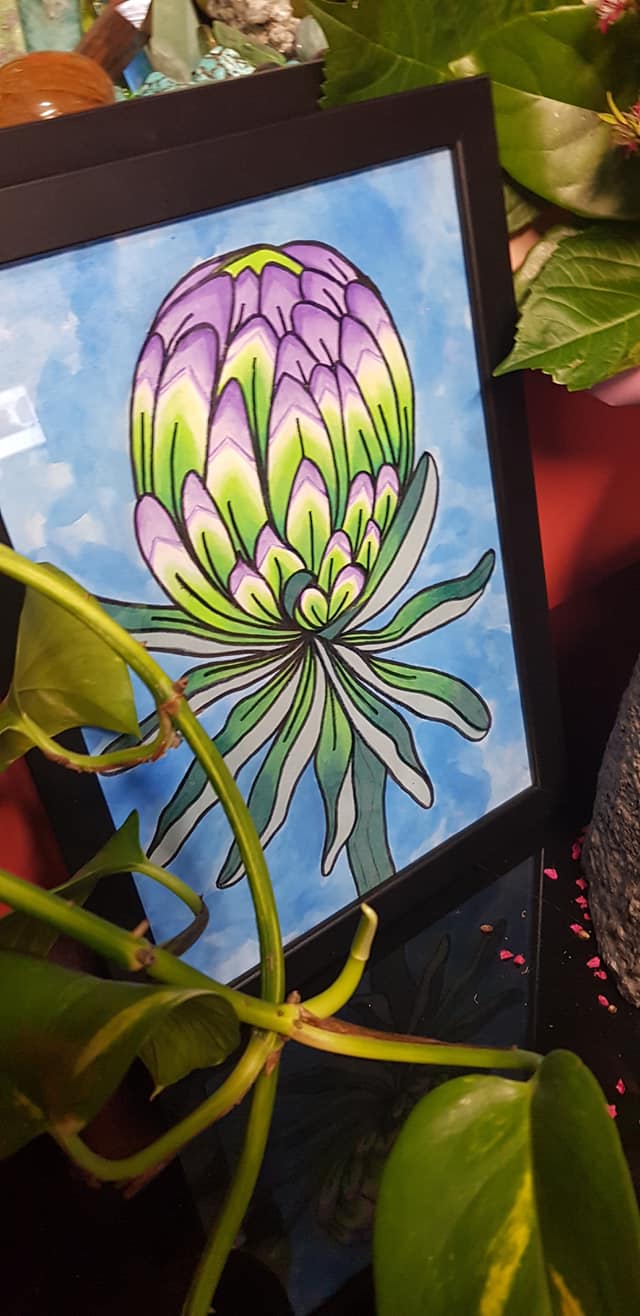 Protea Australian bush flower tattoo inspired artwork