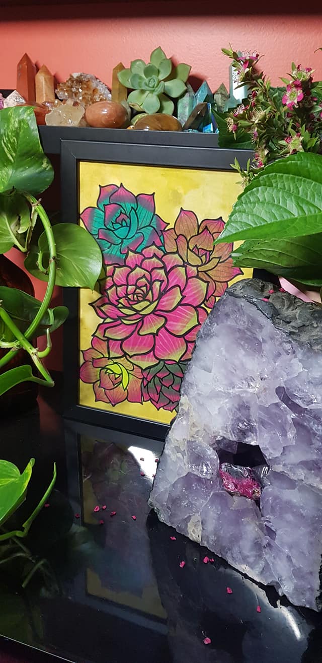 Succulents flower Australian floral tattoo inspired artwork