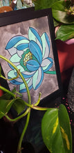 Load image into Gallery viewer, Turquoise lotus flower Australian floral tattoo inspired artwork
