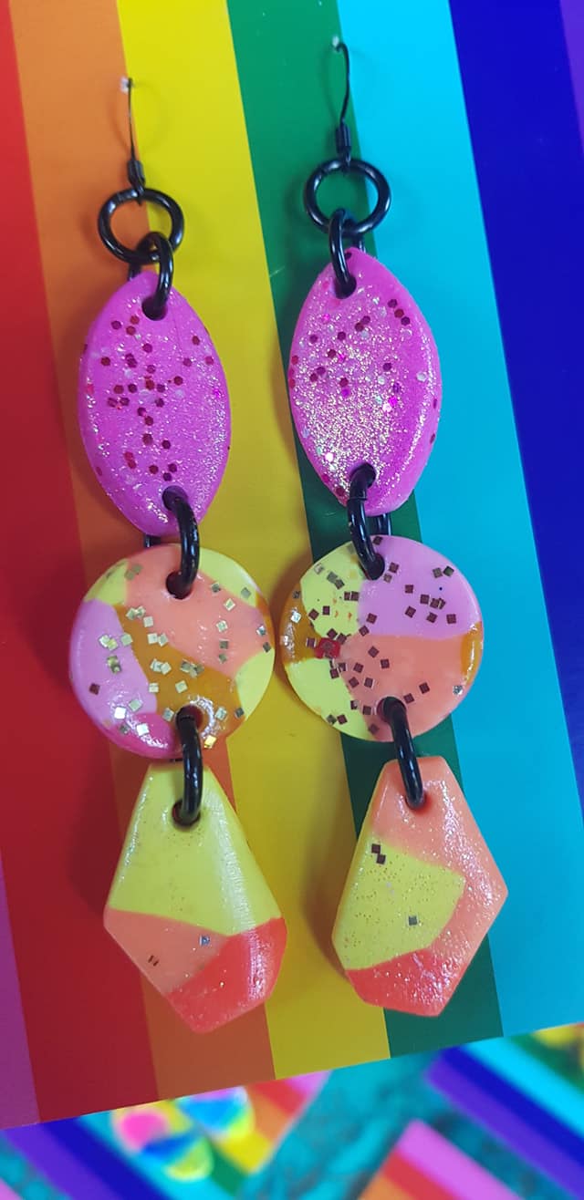 Sherbert delight glitter polymer clay earrings