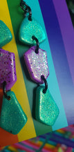 Load image into Gallery viewer, Emerald beauty handmade glitter polymer clay earrings
