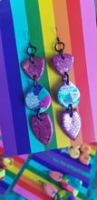 Load image into Gallery viewer, SALE $10!!!! Floral flair handmade glitter polymer clay earrings
