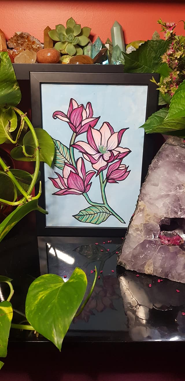 Magnolia flower Australian floral tattoo inspired artwork