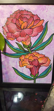 Load image into Gallery viewer, Red &amp; orange carnations flower Australian floral tattoo inspired artwork
