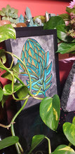 Load image into Gallery viewer, Green &amp; golden protea flower Australian floral tattoo inspired artwork
