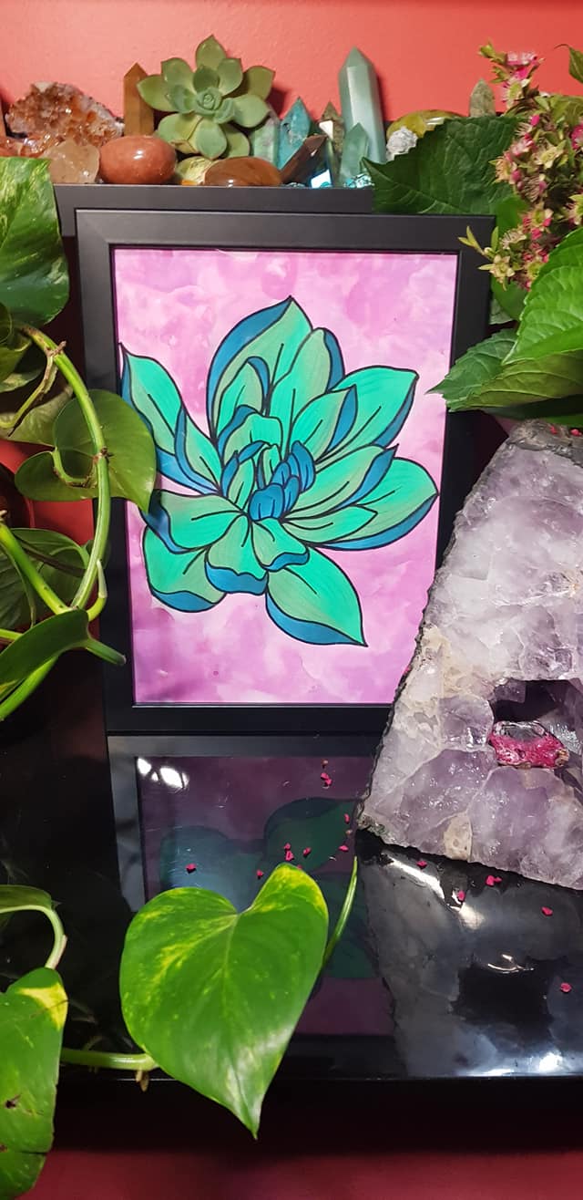 Lime green magnolia flower Australian floral tattoo inspired artwork