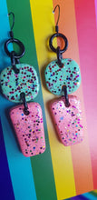 Load image into Gallery viewer, Minty mint handmade glitter polymer clay earrings
