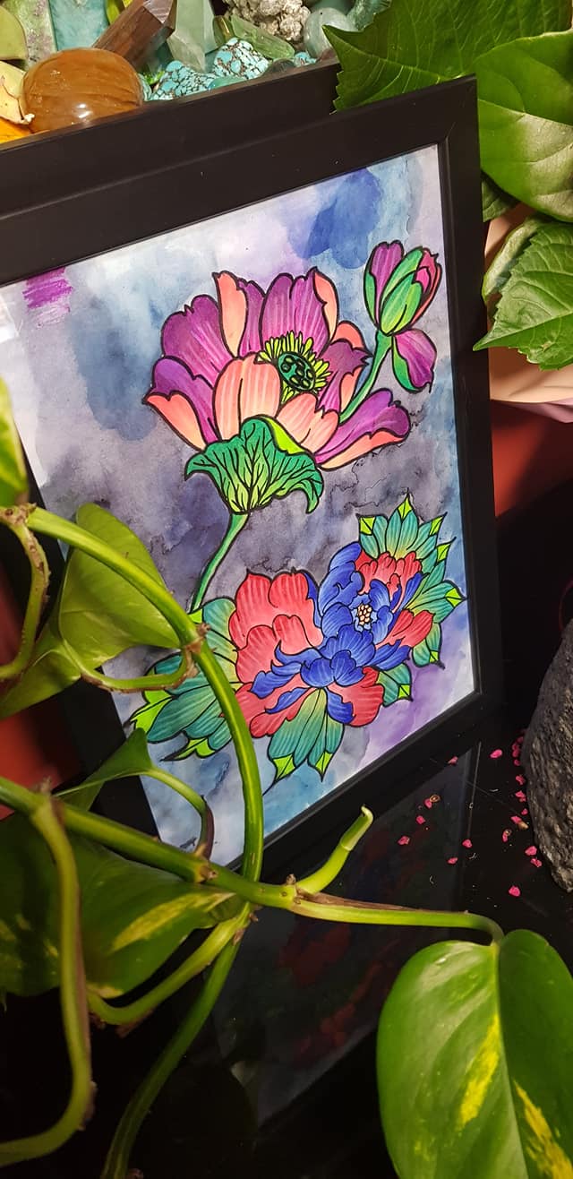 Lotus pair flower Australian floral tattoo inspired artwork