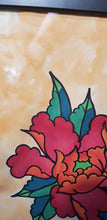 Load image into Gallery viewer, Sunny red orange peony Australian floral tattoo inspired artwork
