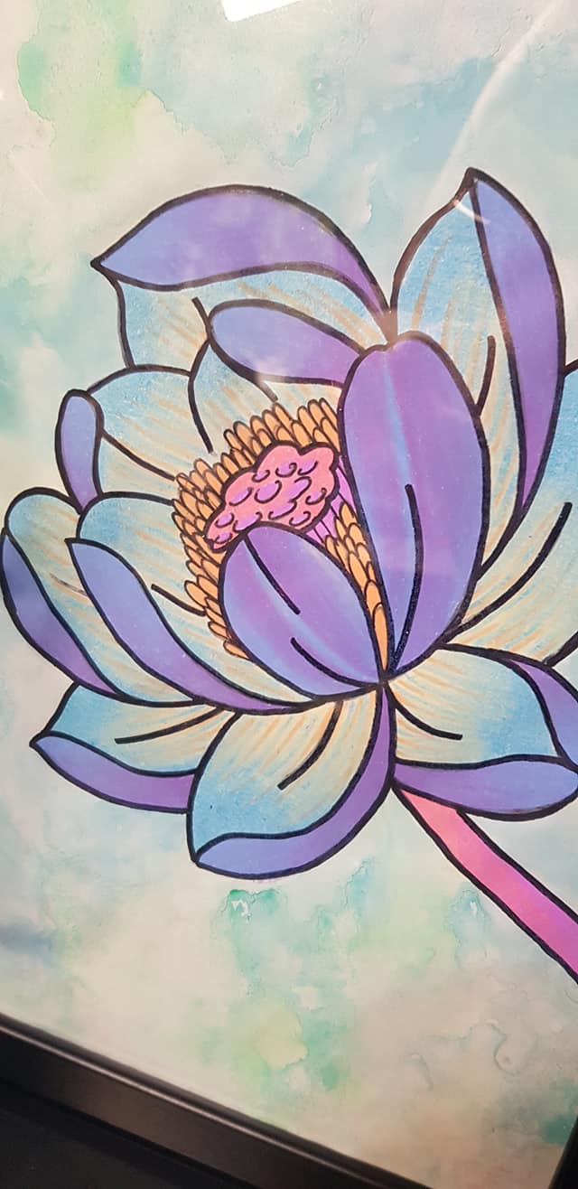 Lavender lotus flower Australian floral tattoo inspired artwork