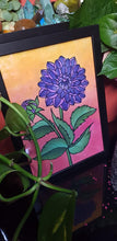 Load image into Gallery viewer, Sunset &amp; purple dahlia flower Australian floral tattoo inspired artwork
