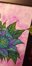 Load image into Gallery viewer, Turquoise &amp; purple peony flower Australian floral tattoo inspired artwork
