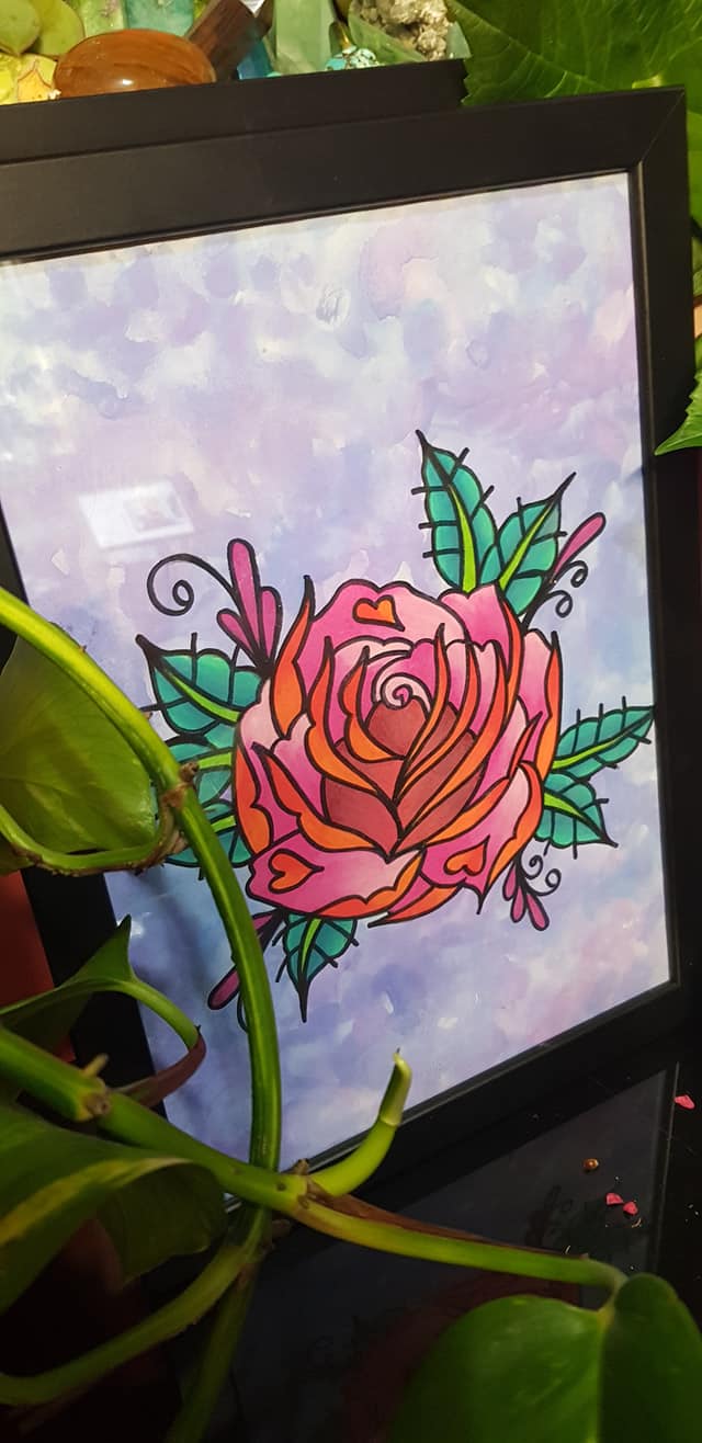 Red rose beauty flower Australian floral tattoo inspired artwork