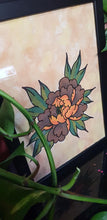 Load image into Gallery viewer, Earthy brown peony flower Australian floral tattoo inspired artwork
