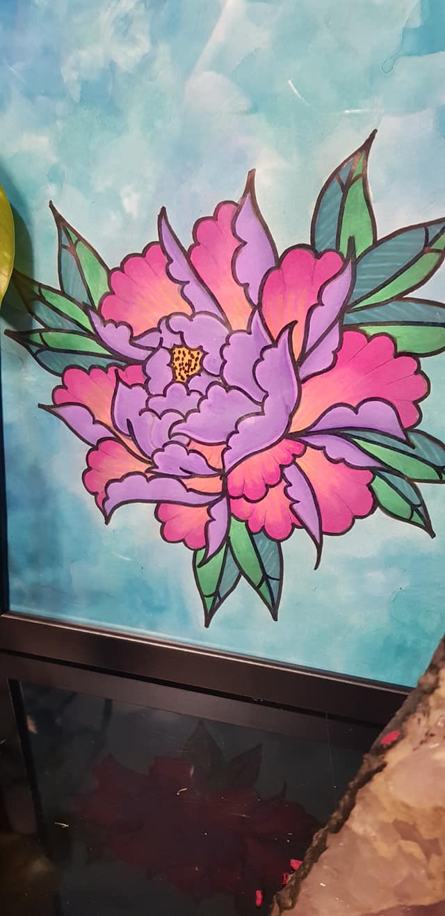 Lilac & pink peony Australian floral tattoo inspired artwork