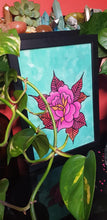 Load image into Gallery viewer, Red &amp; pink rose flower Australian floral tattoo inspired artwork
