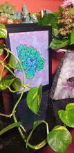 Load image into Gallery viewer, Lime &amp; turquoise blooming crysanthemum Australian floral tattoo inspired artwork
