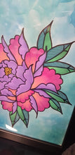 Load image into Gallery viewer, Lilac &amp; pink peony Australian floral tattoo inspired artwork
