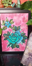 Load image into Gallery viewer, Turquoise &amp; teal peony flower Australian floral tattoo inspired artwork
