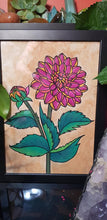 Load image into Gallery viewer, Red Dahlia flower Australian floral tattoo inspired artwork
