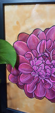 Load image into Gallery viewer, Magenta Dahlia flower Australian floral tattoo inspired artwork
