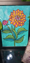 Load image into Gallery viewer, Orange dahlia flower Australian floral tattoo inspired artwork
