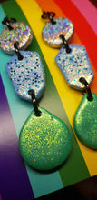 Load image into Gallery viewer, Tranquility handmade glitter polymer clay earrings

