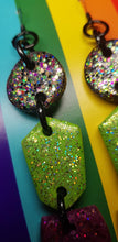 Load image into Gallery viewer, Green apple handmade glitter polymer clay earrings
