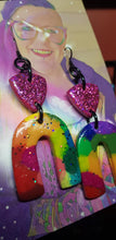 Load image into Gallery viewer, Raspberry rainbows handmade glitter polymer clay earrings
