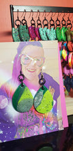 Load image into Gallery viewer, Ace Avocado glitter handmade earrings polymer clay
