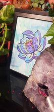 Load image into Gallery viewer, Lavender lotus flower Australian floral tattoo inspired artwork
