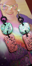 Load image into Gallery viewer, Minty mint handmade glitter polymer clay earrings
