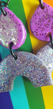 Load image into Gallery viewer, Lilac dreams handmade glitter polymer clay earrings
