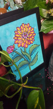 Load image into Gallery viewer, Orange dahlia flower Australian floral tattoo inspired artwork
