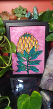 Load image into Gallery viewer, Yellow &amp; Orange protea flower Australian floral tattoo inspired artwork
