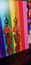 Load image into Gallery viewer, Firecracker handmade glitter polymer clay earrings
