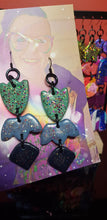 Load image into Gallery viewer, Spring night handmade glitter polymer clay earrings
