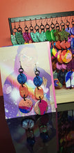 Load image into Gallery viewer, Peachy pair rainbow glitter polymer clay earrings
