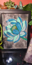 Load image into Gallery viewer, Turquoise lotus flower Australian floral tattoo inspired artwork
