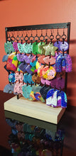Load image into Gallery viewer, Mystical magenta rainbows handmade glitter polymer clay earrings
