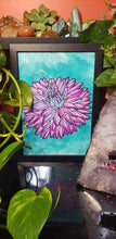 Load image into Gallery viewer, Indigo &amp; purple dahlia flower Australian floral tattoo inspired artwork
