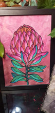 Load image into Gallery viewer, Red protea flower Australian floral tattoo inspired artwork
