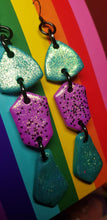 Load image into Gallery viewer, Emerald beauty handmade glitter polymer clay earrings
