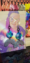 Load image into Gallery viewer, Silver star handmade glitter polymer clay earrings
