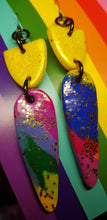 Load image into Gallery viewer, Sunshine rainbow glitter polymer clay earrings
