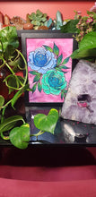 Load image into Gallery viewer, Lime &amp; blue peony flower Australian floral tattoo inspired artwork
