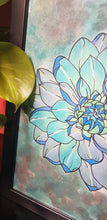 Load image into Gallery viewer, Teal turquoise succulent flower Australian floral tattoo inspired artwork
