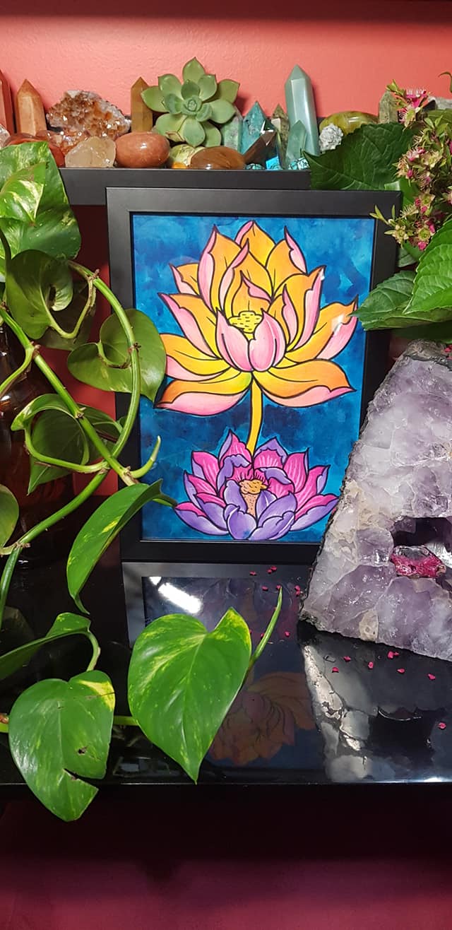 Lotus pair flower Australian floral tattoo inspired artwork