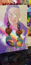 Load image into Gallery viewer, Golden earth handmade glitter polymer clay earrings
